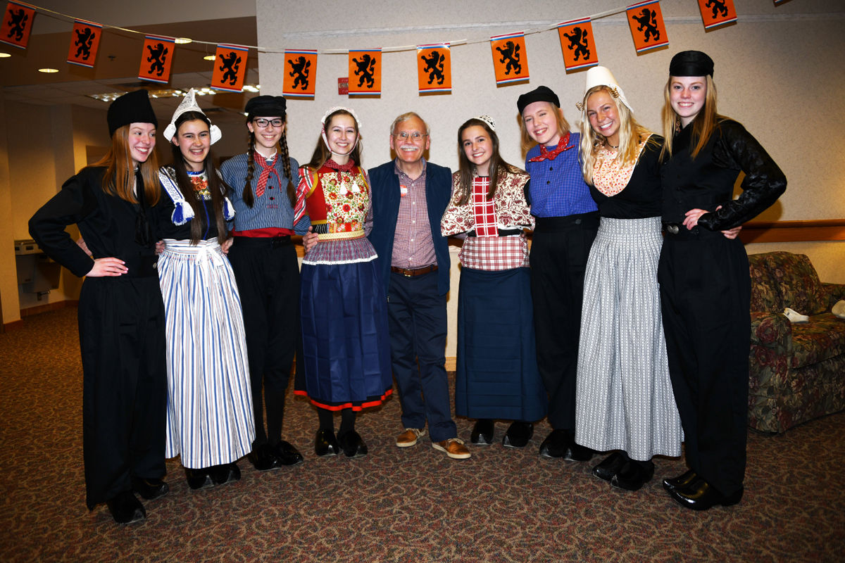 147 Dave Mettenbrink enjoyed the Dutchesses. The Dutch dancers serve as Pella's ambassadors.JPG